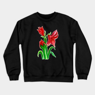 Christmas Amaryllis Flower Watercolor Crewneck Sweatshirt